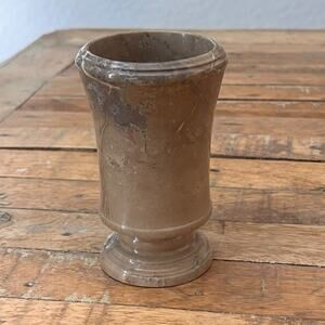 Vintage Marble Flower Trinket Vase 4.7" Brown Stone Home Decor